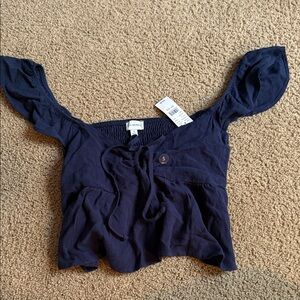 Navy Off-Shoulder Top